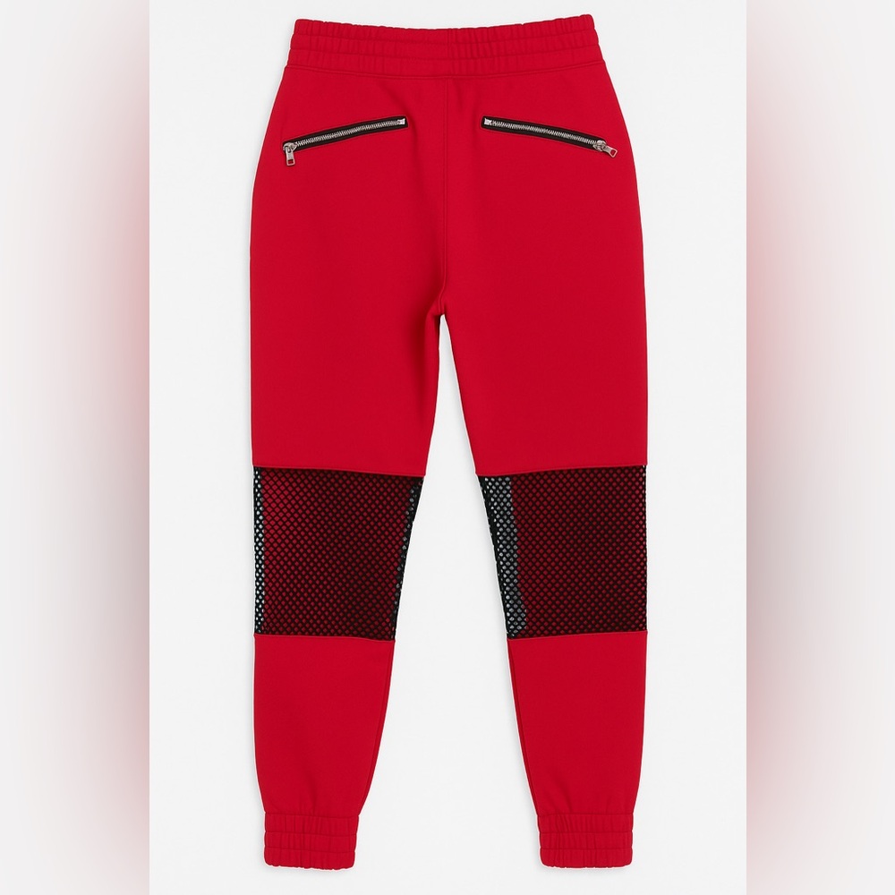 Red Joggers with Black Mesh, Real Pockets Y2K